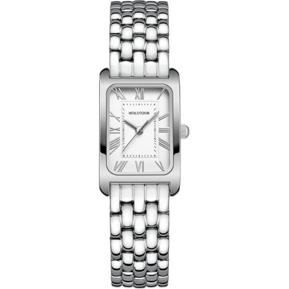 Elegant Rectangular Silver Women’s Watch | Stainless Steel Bracelet | Classic - Picture 1 of 4